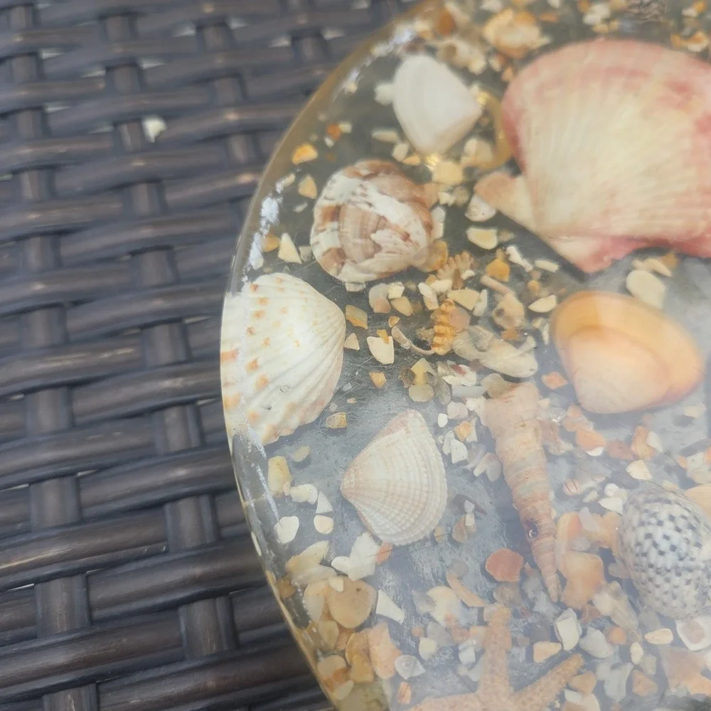 VTG Florida Trivet Seashell Resin Lucite Legend of Sand Dollar 6 3/4